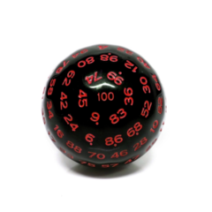 Foam Brain: 100 Sided Die - Black Opaque w/ Red